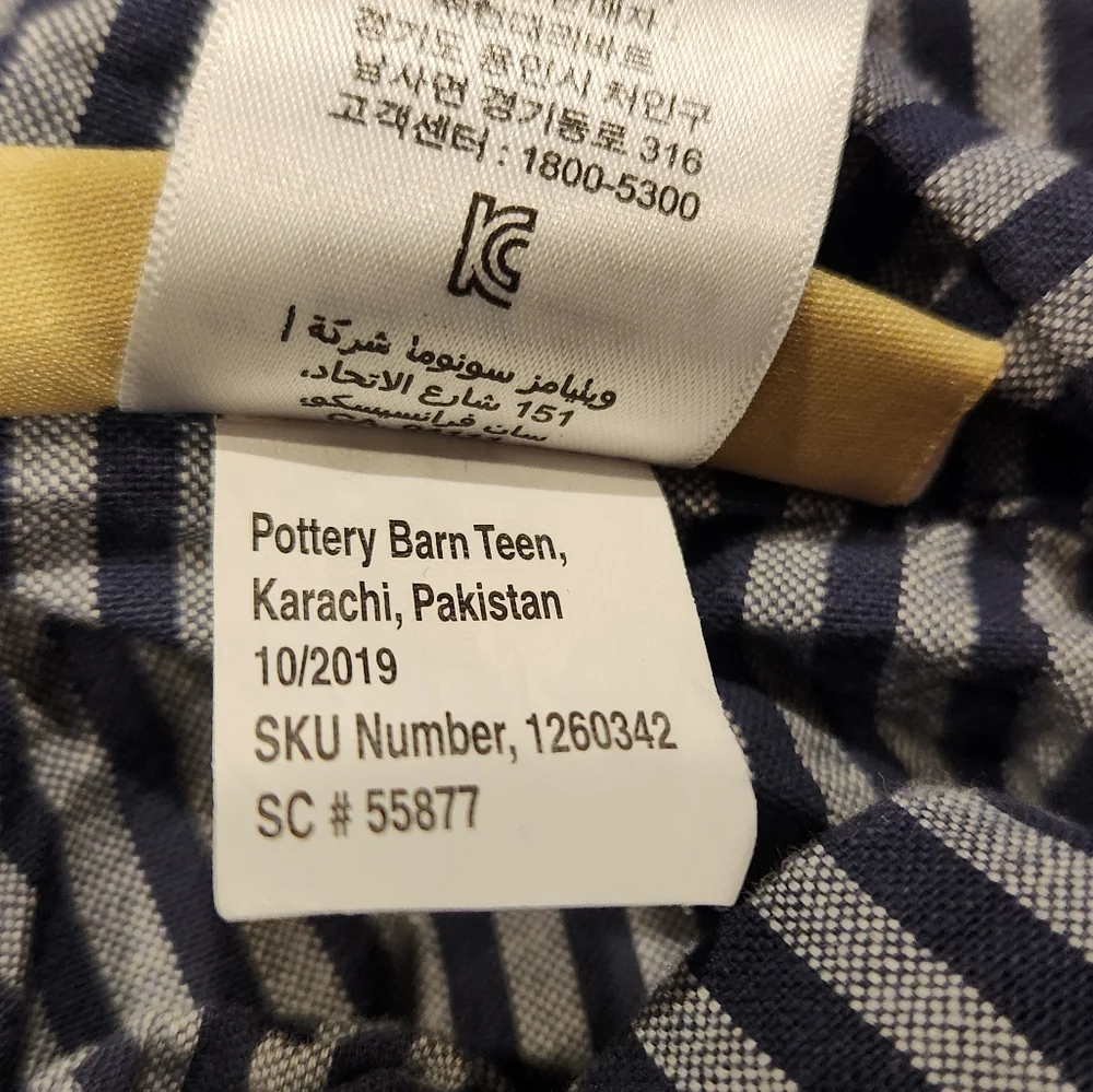 Pottery Barn 100% Cotton  Blue Gray Twin Duvet Cover College Dorm Teen